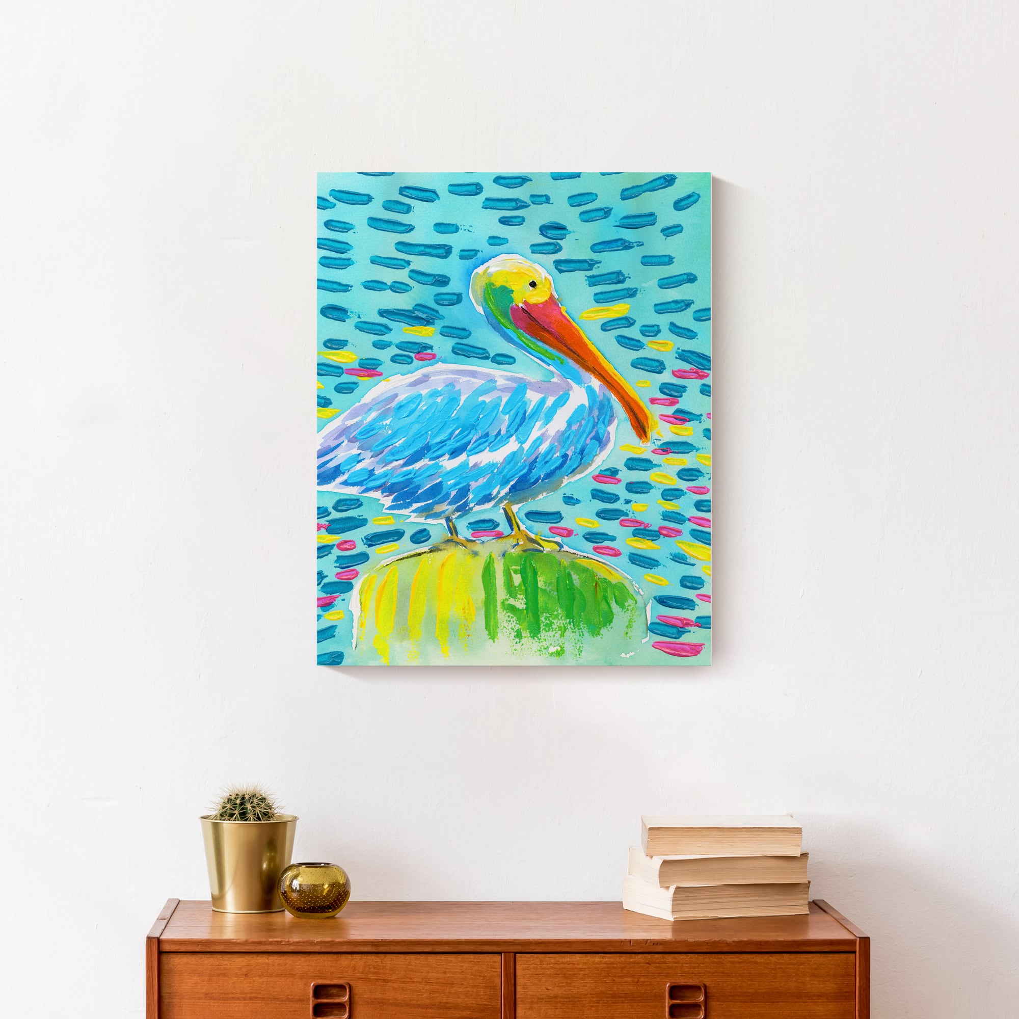 Bright Pelican 16" x 20" Canvas Wall Art